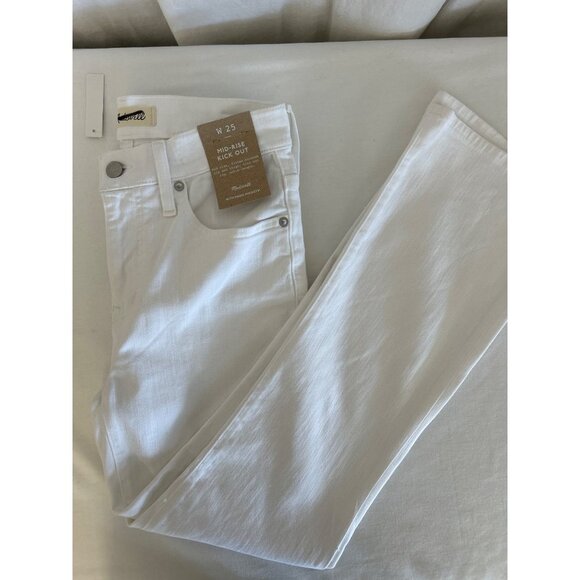 Madewell Mid Rise Kick Out Crop Jeans Pure White NI961, Size 25 - Picture 6 of 7